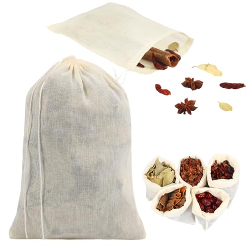 YQL Spice Bags for Cooking,30PCS 5.9x7.8Inch Soup Bags with Drawstring Tea Filter Bags Cheesecloth Bags for Straining Reusable Natural Cotton Sachet/Herb Bags - size: 5.9x7.8inch