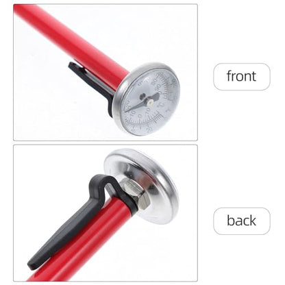 Milk Frothing Thermometer Probe Food Temperature Gauge Stainless Steel Cooking Baking Thermometer for Coffee BBQ Frying with Red Handle