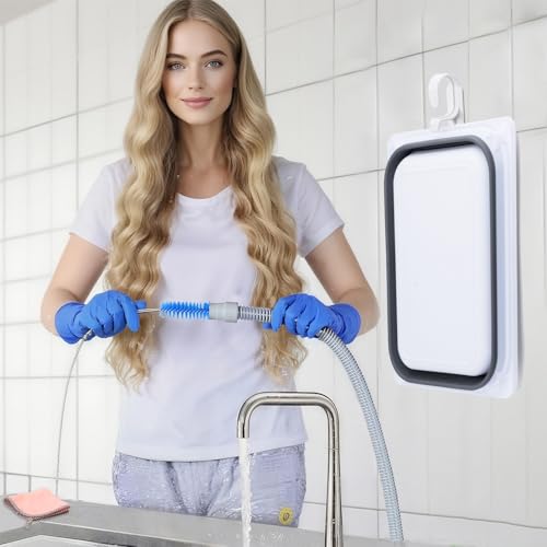 Upgraded CPAP Cleaning Kit, 7 ft Tube CPAP Cleaner Brushes for 15mm, 20mm and 22mm Hoses, CPAP Cleaning Supplies for Hose and Mask, Includes Collapsible Wash Basin, Hose Holder Hangers & Clips