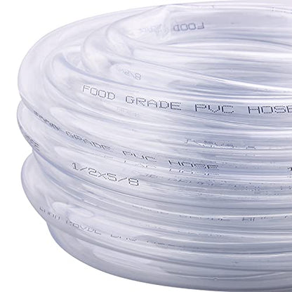 DERNORD PVC Tubing 1/2"ID X 5/8"OD Flexible Clear Vinyl Hose 25 Feet for Food Grade - size: 25 Feet, style: 1/2"ID X 5/8"OD
