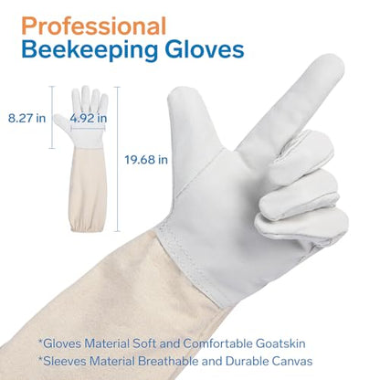 Bee Suit - Beekeeping Jacket for Men & Women - Polycotton Jacket with Beekeeping Gloves (White) - size: XX-Large