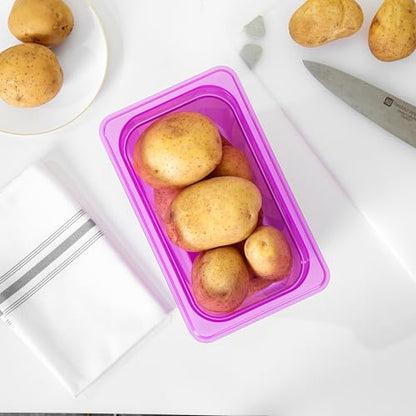 Restaurantware Food Storage Container 1 Pack of 3.9 qt Plastic Stackable Microwave-Safe Bin Dishwasher Safe Freezer Safe Purple Containers for Kitchen Storage - size: 1/4 Size