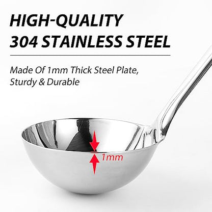 Soup Ladle, 13.9 inch Large Ladles Serving Spoons, 4 oz Stainless Steel Ladle with Heat-proof Handle, Comfortable Grip Design, Durable Construction, Silver - size: 4 oz Soup Ladle