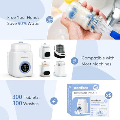 MOMFANN 300 Professional Deep Cleaning Detergent Tablets for All Baby Bottle Washers, Washer Tablets for Bottle Washer and Sterilizer and Dryer, Easy to Use - size: 300Pcs