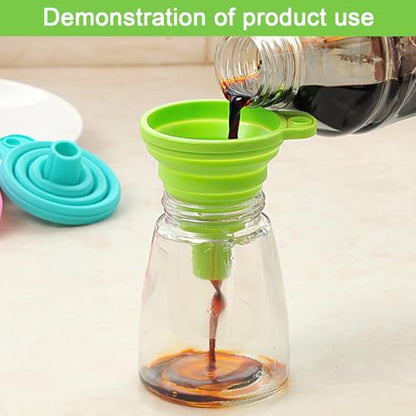 Kitchen Funnel Set 3 Pack, Small Medium Large, Kitchen Accessories Foldable Silicone Collapsible Funnels for Filling Water Bottle Liquid Transfer, Green - color: 3 Green