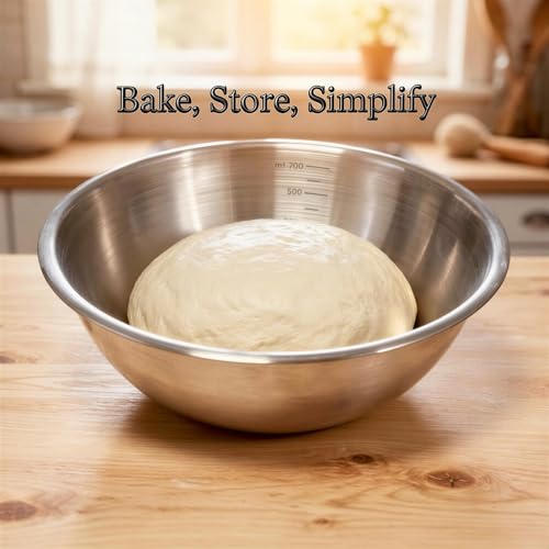 3 Pcs Pizza Dough Proofing Container Set, 23.7 fl oz Stainless Steel Proofing Box with Airtight Lid & Scraper, Stackable Mixing Bowl, Metal Salad Bowl for Kitchen Prep, Cooking, Baking & Food Storage