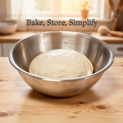 3 Pcs Pizza Dough Proofing Container Set, 23.7 fl oz Stainless Steel Proofing Box with Airtight Lid & Scraper, Stackable Mixing Bowl, Metal Salad Bowl for Kitchen Prep, Cooking, Baking & Food Storage