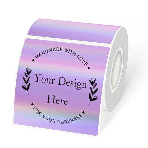 Square Thermal Labels Stickers 3" x 3", Holographic Thermal Stickers Labels, Glitter Self-Adhesive Direct Thermal Label for Small Business- Holographic Purple - color: Holographic Purple, size: 3 X 3 inch