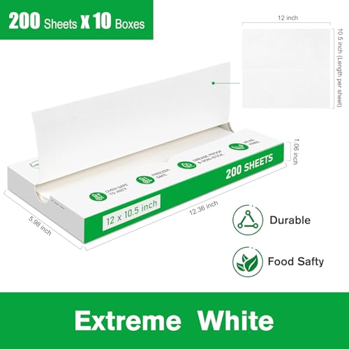 EcoDispose 2000 Count 12" x 10-1/2" Precut Pop Up Deli Paper Sheets, Interfolded Heavy Duty Oil-Resistant White Paper for Bakery, Food Wrap, Serving, Oven, Air Fryer & Microwave - color: White, size: 12"x10.5"inch