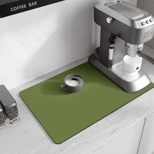 Dish Drying Mat Coffee Mat, Super Absorbent Drying Mat, Hide Stain Rubber Backed Absorbent Dish Mat for Kitchen Counter Coffee Machine, 16"x20", Green - size: 16" x 20"