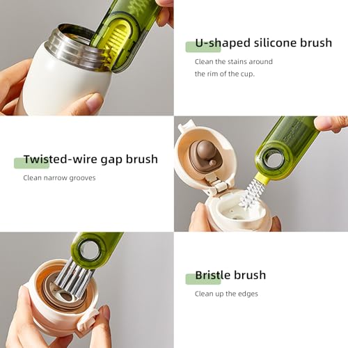 3 in 1 Cup Lid Cleaning Brush Set - Multifunctional Cup Cleaning Brushes, Water Bottle Brushes for Cleaning, Home Kitchen Crevices Cleaning Brush (3 Packs)