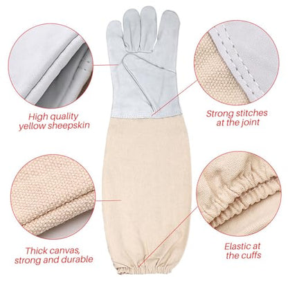 Bee Gloves Protective Leather Beekeeping Supplies Long Sleeve Garden Gloves Reusable for Beekeepers Camping Car Mechanic