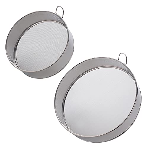 18/10 Stainless Steel Flour Sifter, Kitchen Cake Flour Fine 80 Mesh Strainers Sieve for Baking Cake Bread - color: Silver