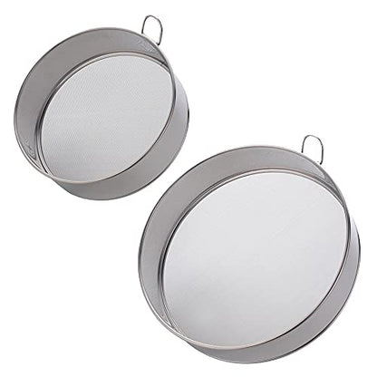 18/10 Stainless Steel Flour Sifter, Kitchen Cake Flour Fine 80 Mesh Strainers Sieve for Baking Cake Bread - color: Silver