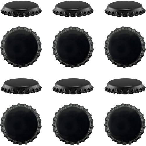 Beer Bottle Colored Pry-Off Caps 12-pk [ Choose Your Color ] Oxygen Absorbing, 26mm Crown Seal Cork, Kombucha Homebrew, PVC Free (Black) - color: Black