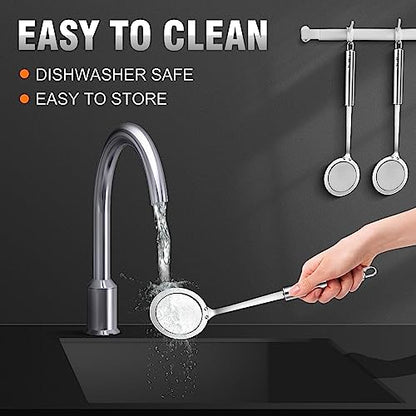 Walfos Skimmer Spoon,304 Stainless Steel Fine Mesh Strainer,Foam Strainer Oil Filter,Ultra Fine Mesh Strainer Perfect For Separation Of The Floating Foam,Fat,Set fo 2 - style: 2pcs (3") Skimmers