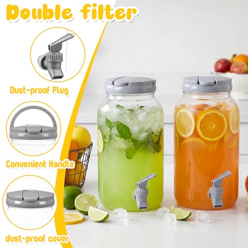 Havawish 2 Pcs 1 Gallon Plastic Beverage Dispenser with Spigot Clear Summer Kitchen Fridge Drink Dispenser for Parties Lemonade Juice Tea Beer Cold Water (Gray,Cylinder) - color: Gray, style: Cylinder