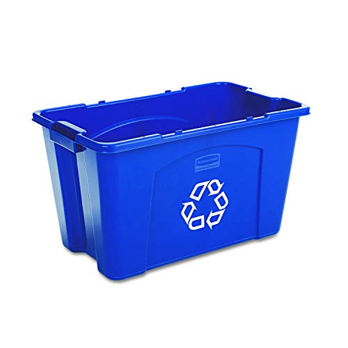 Rubbermaid Commercial Products Stackable Recycling Bin, 18 Gallon, Blue Storage Container, For Garage/Kitchen use for Boxes/Paper Recycle (Pack of 6) - size: 18G