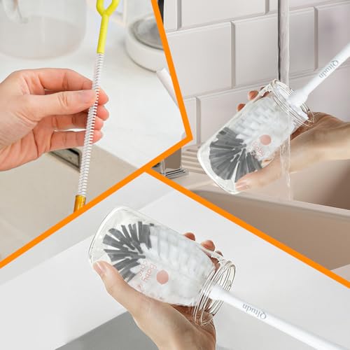 2 Pack 14 Inch Bottle Brush & 12 Inch Straw Brush Cleaner Set - Heavy Duty Kitchen Bottle Brushes for Cleaning Water Bottles, Baby Bottles, Mugs, Sippy Cups & Tumblers, Lab Use - size: with 6.4mm Straw Brush