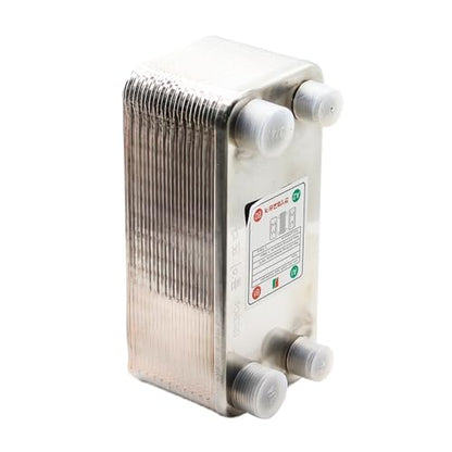24 Plate Heat Exchanger Beer Wort Chiller Cooler SUS 304 Stainless Steel for Homebrew Cooling Robust Construction(Different Side)
