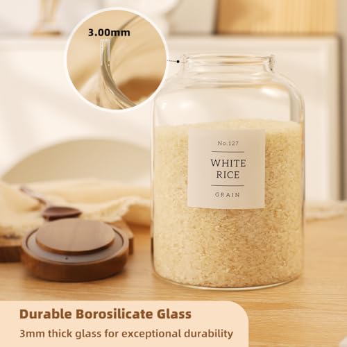 2 Pack Glass Food Storage Containers with Airtight Acacia Lids and 132 Kitchen Pantey Labels Preprint - 67 LF OZ Borosilicate Glass Canister Sets for Food,Coffee,Cookie,Tea,Candy,Sugar - size: 67oz-2 Pack