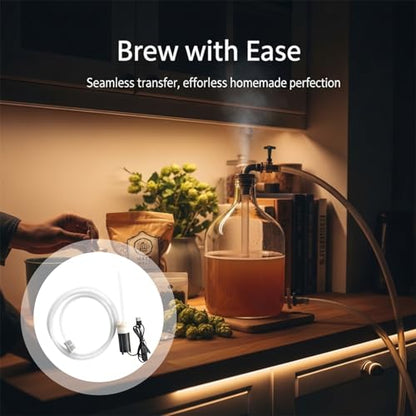 Electric Wine Pump with USB Power, Auto-Siphoning Brew Device, 3.3 Ft Hose, One-Button Operation, 3.9 X 1.4 in, for Home Brewing