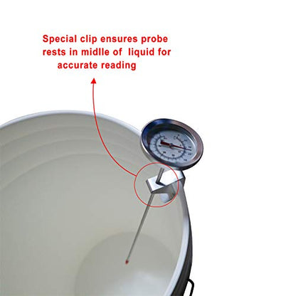 Homebrew Kettle Clip On Thermometer,Dial Thermometer,12" Stainless Steel Stem Meat Cooking Thermometer