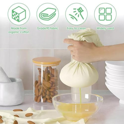 2pcs Reusable Cheesecloth, 50x50cm, 100% Cotton Food Filter Cloth, Unbleached Cheese Strainer Cloths For Juice Making Yogurt Coffee Tea Filtering Cheese Making