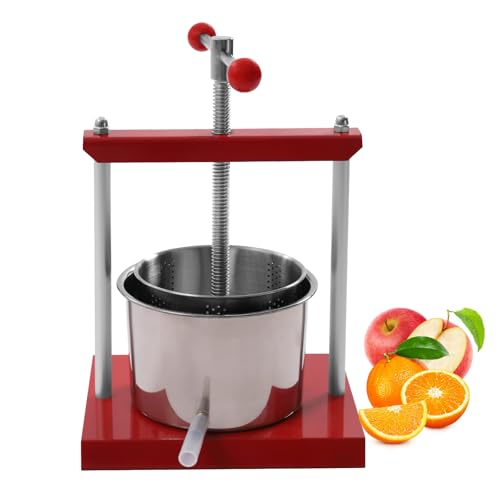6L/1.6gal Manual Juice Press, Food Grade Stainless Steel Fruit Cheese Press Cider Apple Grape Tincture Honey Olive Oil Making Press with T-Handle for Kitchen Home Juice, Vegetable,Wine - size: 6L/1.6gal