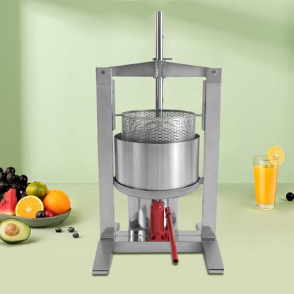 Fruit Wine Press, 20L/5.28Gal Stainless Steel Hydraulic Jack Press Extractor, Manual Juice Maker, Wine Making Equipment Manual Press Machine for Wine and Juice Making - size: 20L/5.28 Gal