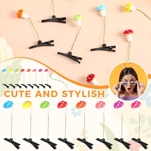 30 Pcs Bean Sprout Hair Clips Rave Mixed Style Plant Hairpins Hair Accessories for Party Irish(Mushroom) - style: Mushroom