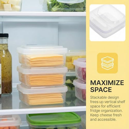 Sliced Cheese Container for Fridge Clear Plastic Flip Lid Cheese Slice Storage Box Refrigerator Organizer for Food Grated Cheese Singles Convenient Holder Keeps Cheese Fresh Longer