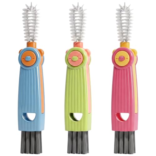 3 in 1 Cup Lid Cleaning Brush, 2026 New Multifunctional Crevice Cleaning Brush for Water Bottle Insulated Cup Tumbler Lid Groove Narrow Space Detail Cleaner Home Kitchen Gadgets (3PC) - color: 3pc