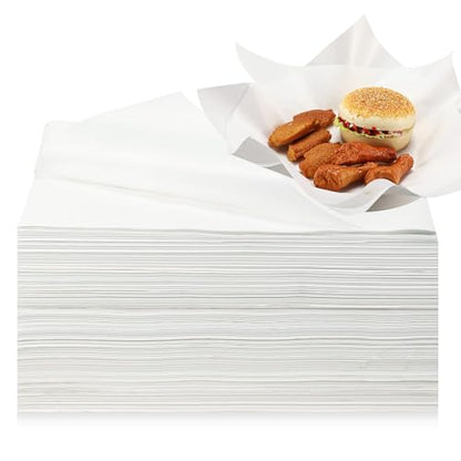 Spakon 1000 Sheets Wax Deli Paper Sheets for Food 12 x 12 Inch Checkered Dry Waxed Deli Basket Liners for Sandwich Wrapping, Food Basket Liners, Picnic party (White) - color: White