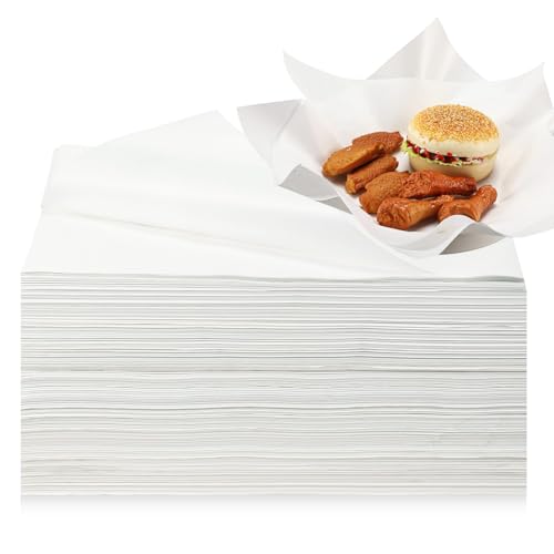 Spakon 1000 Sheets Wax Deli Paper Sheets for Food 12 x 12 Inch Checkered Dry Waxed Deli Basket Liners for Sandwich Wrapping, Food Basket Liners, Picnic party (White) - color: White
