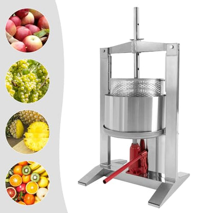 Fruit Wine Press, 5.28 GAL Stainless Steel Hydraulic Jack Juicer Hand Squeezer Barrels Manual Juice Maker Cider Apple Tincture Vegetables Honey Oil Making Press for Kitchen 6613.87 lbs (20L) - size: 20L