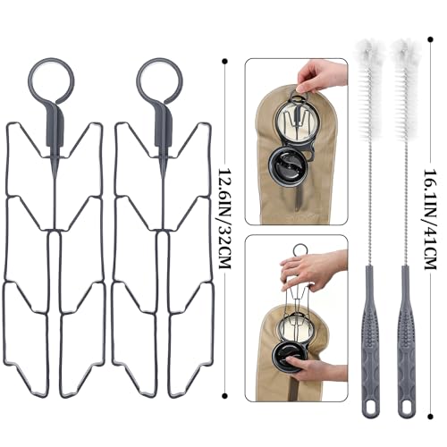 Patelai 8 in 1 Hydration Bladder Cleaning Kit Includes 3 Different Brushes and Drying Collapsible Bladder Frame, Water Reservoir Backpack Cleaning Kit - color: Gray