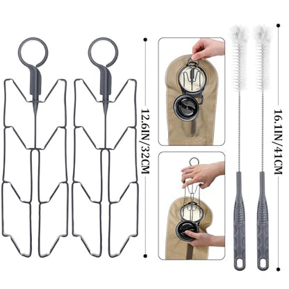 Patelai 8 in 1 Hydration Bladder Cleaning Kit Includes 3 Different Brushes and Drying Collapsible Bladder Frame, Water Reservoir Backpack Cleaning Kit - color: Gray