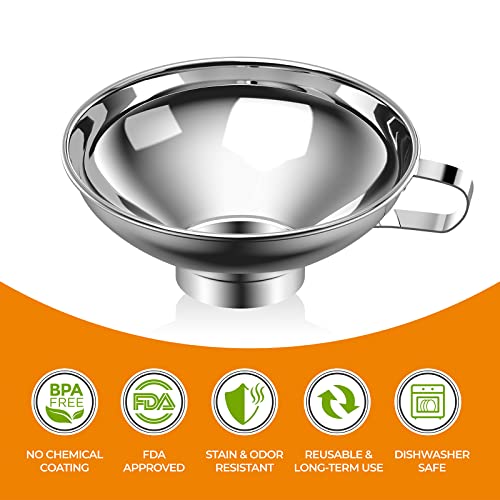 Pisol Canning Funnel for Kitchen Use, Wide Mouth Food Grade Stainless Steel Funnel for Wide and Regular Mouth Mason Jar, Deal for Filling Bottle, Liquid and Solid