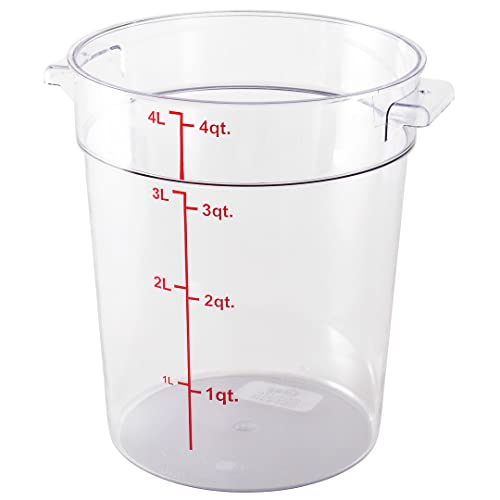Restaurantware Met Lux 4 Quart Food Storage Containers 10 Round Commercial Storage Containers - Lids Sold Separately With Volume Markers Clear Plastic Food Prep Buckets Space-Saving Storage - size: 4 qt, style: 10 Count