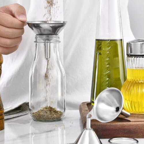 3PCS Kitchen Funnels Set,Stainless Metal Funnel for Filling Bottles - Tiny Small Medium Large for Essential Oils,Spice, Cooking,Powder,Flask，Perfume,Dry Ingredients Powde (Silver) - color: Silver