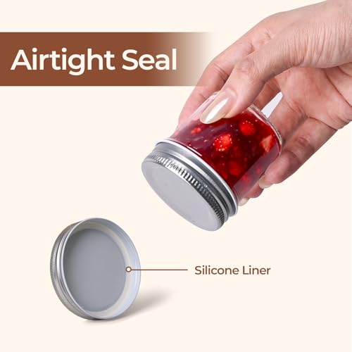 ComSaf 2 oz Mini Mason Jars Bulk Set, 48 Pack Glass Jars with Lids | Bpa-Free Materials, Ginger Shots, Honey Samples, Dressing Containers, Sauces, Spices, Wedding Favors, For Canning Project - size: 2oz*48