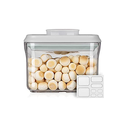 Ankou Airtight Food Storage Container - 0.32 QT （380ml Small Pop Up Food Containers With Lids, Bpa Free Stackable Container for Sugar Tea Candy- 8 Labels - Clear - color: 0.32 QT