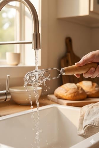 Sourdough Starter Stirring Hook and Danish Dough Whisk | Small Size to Fit in Jars | Improve the Mixing Standard Of Your Starter For Better Baking Results | New England Sourdough Starter Co. - size: 8 inches