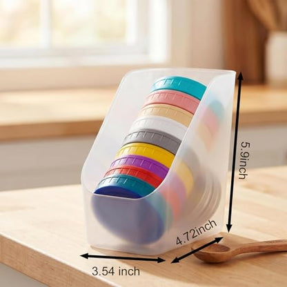 2 Pcs Mason Jar Lid Organizer & Holder, Low Profile Canning Jar Lid Storage Rack Fit Wide & Regular Mouth, Transparent Kitchen Storage Box Countertop Organizer