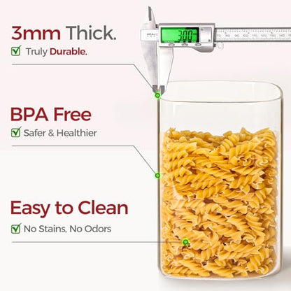 2-Pack 1 Gallon Square Glass Flour and Sugar Containers with Lids, Large Airtight Pantry Jars for Baking - Glass Canisters with Scoops & Labels for Bulk Food - size: 1gallon*2