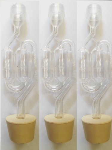 Craft A Brew 4602x3.4616x3 3ct. - S-Shape Airlock with #6.5 Stopper - Set of 3 (Bubble Airlock)