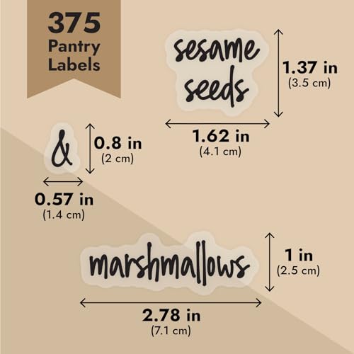Talented Kitchen Pantry Labels for Containers - 375 PC Clear Vinyl Black Script - Peel & Stick Food Container Labels & Kitchen Pantry Organization Stickers - color: Black Text on Clear Backing