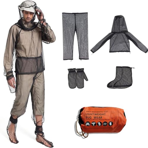 Mosquito Suit Net Bug Mesh Pants Jacket with Hood From Bugs Whole Body Proof Clothing for Outdoor Protection - size: S/M(160-175CM)
