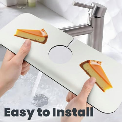 Sink Faucet Mat Cheesecake Kitchen Splash Guard Absorbent Bathroom Sink Mat Around Faucet 15" x 5.5" Drying Mats Stone Draining Mat